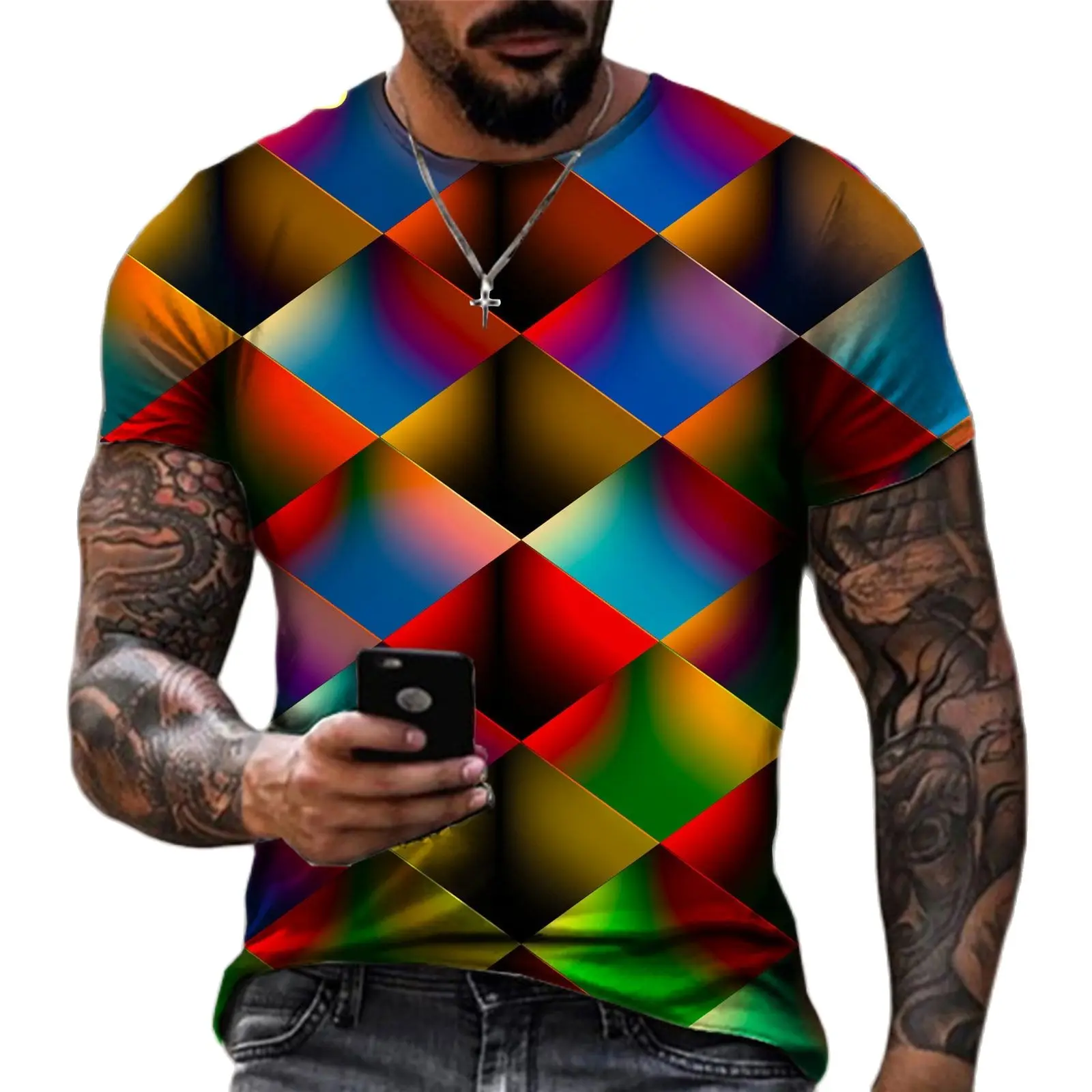 

Unisex Fashion 3D Printing Vertigo T Shirt Funny Short Sleeved Personality Tee Men/women Tops Pullover
