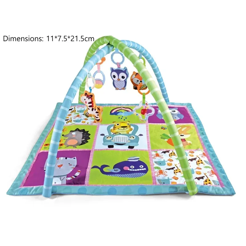 Multifunctional Baby Fitness Frame Crawling Game Blanket Tummy Time Mat with 5 Toys Baby Gym Activity Play Mat for Toddler