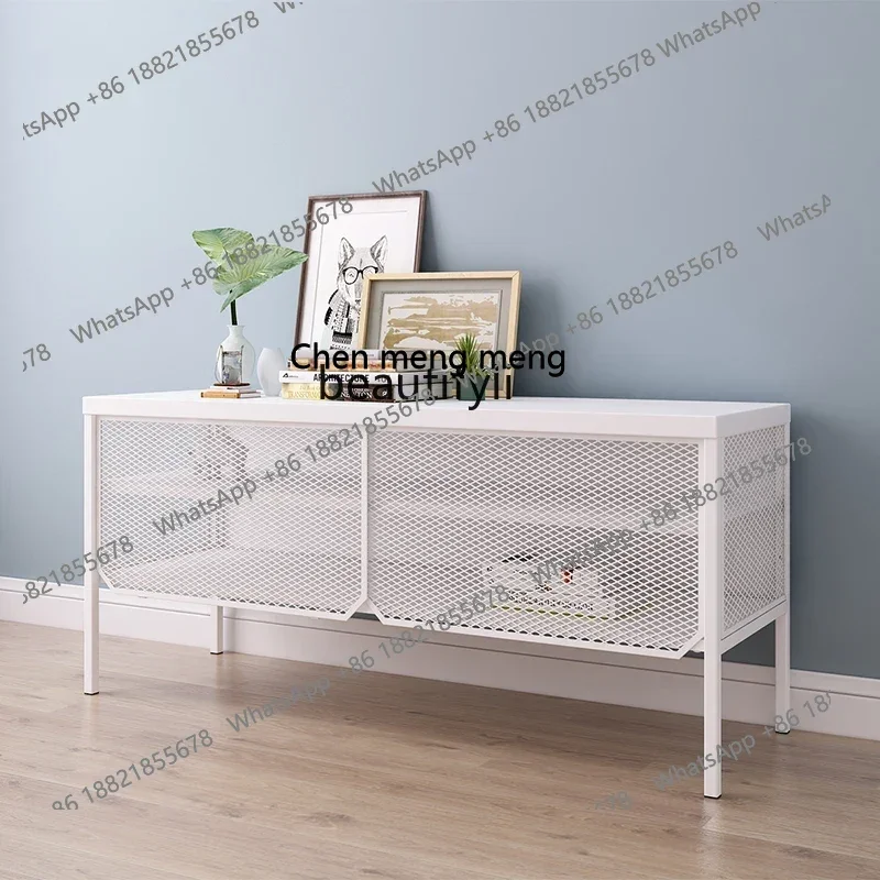 نمط جديد الشمال الحديد المطاوع خزانة التلفزيون الهدف صافي انزلاق الباب خزانة منخفضة غرفة المعيشة تجميعها خزانة مع الرسوم الدائمة #4