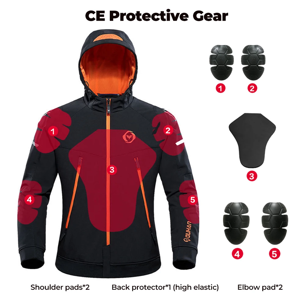 KEMIMOTO-Chaqueta calefactora eléctrica para motocicleta para hombre y mujer, chaqueta de invierno para montar en Moto, protección corporal a prueba de golpes, ocio con capucha