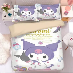 Juego de ropa de cama Kawaii Kuromi para niños, funda nórdica My Melody, edredón de dibujos animados para el hogar, regalo moderno para niños, 2/3 piezas