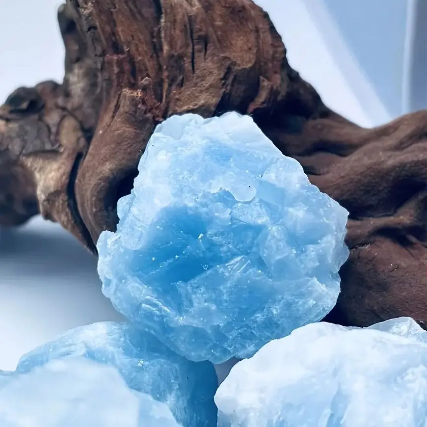 Natural Blue Calcite Rough Stone Quartz Crystal Cluster Rock Reiki Mineral Energy Stones Specimens Spiritual Healing Crystals
