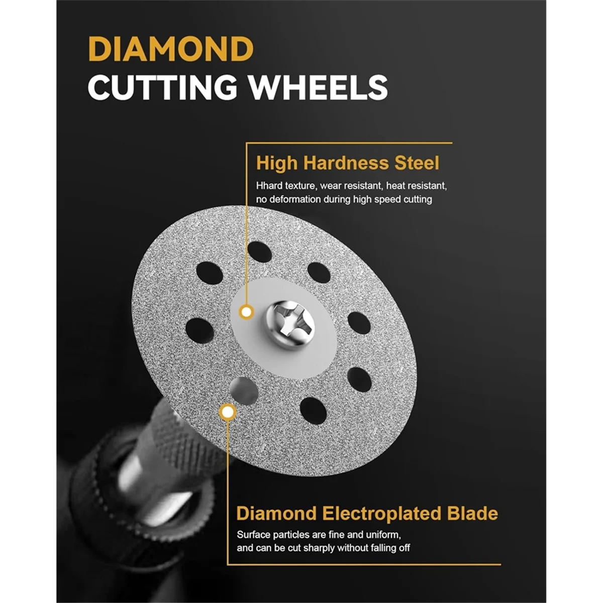 

ABNJ 32Pcs Diamond Cutting Wheels and Grinding Bits Set 10Pcs Cutting Discs(22mm),3mm Mandrel,20Pcs Drill Bits