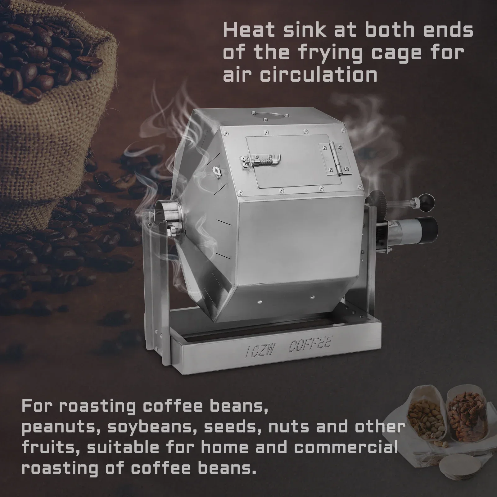 Electric Coffee Beans Roasting Baking Machine Fuel Gas Direct Fire Nuts Grain Soybean Beans Roaster 14.5L