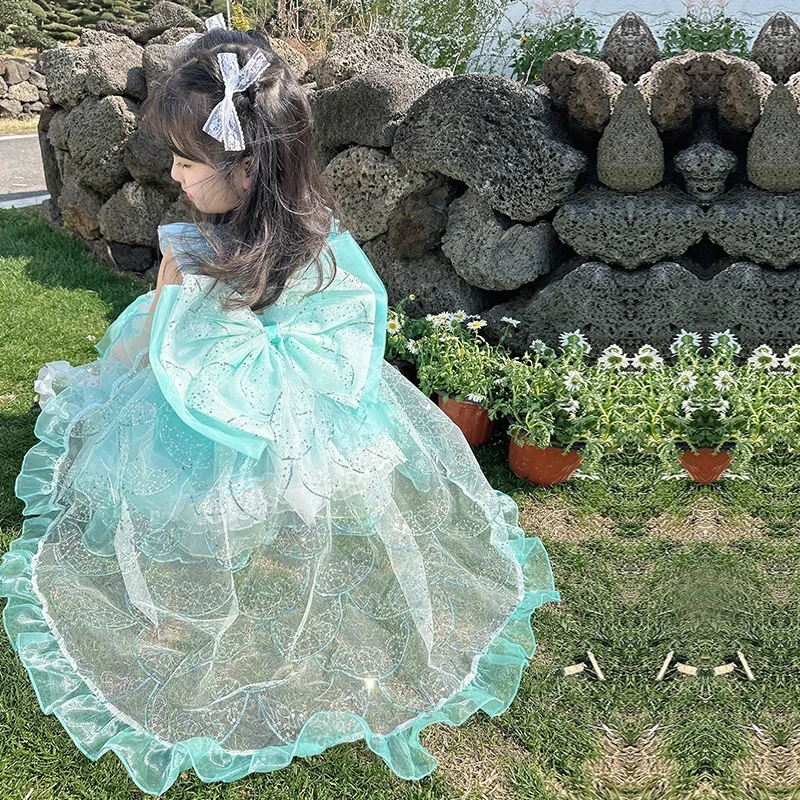 2025 New Children's Princess Dress Summer Short sleeved Lolita Dress Holiday Party Girls' Dress Birthday Gift Skirt