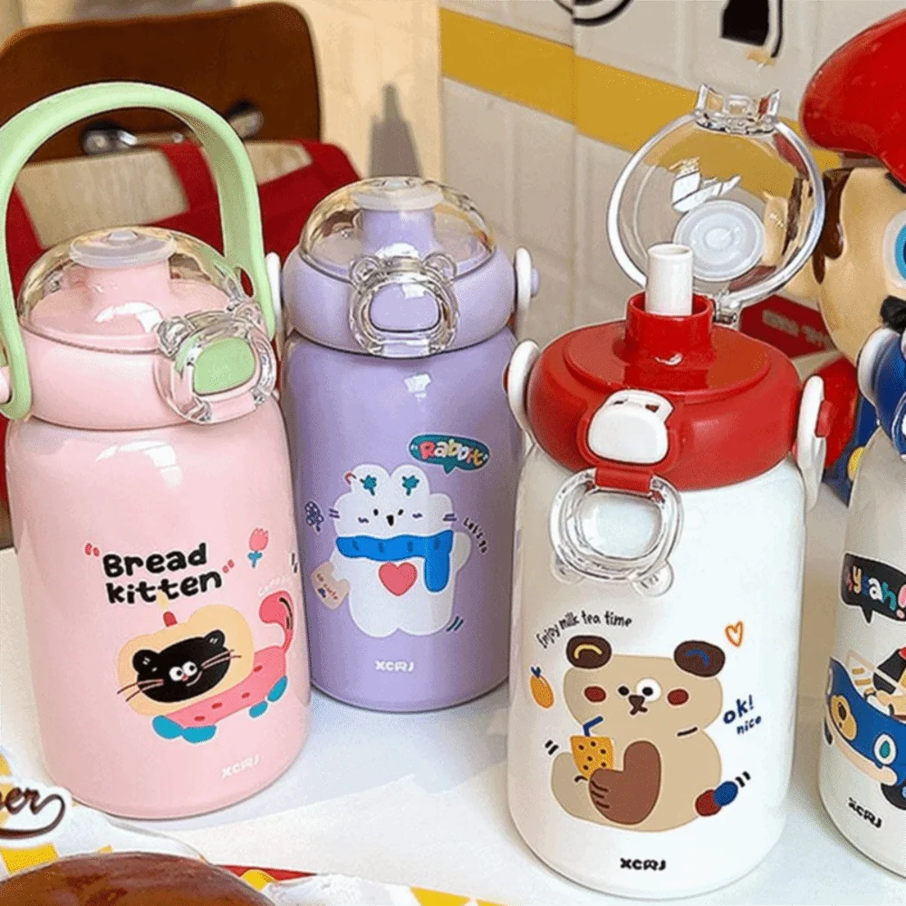 

New 490ml Thermal Cup Cartoon Pattern Stainless Steel Vacuum Cup Leakproof Large Capacity Insulated Cup Gift