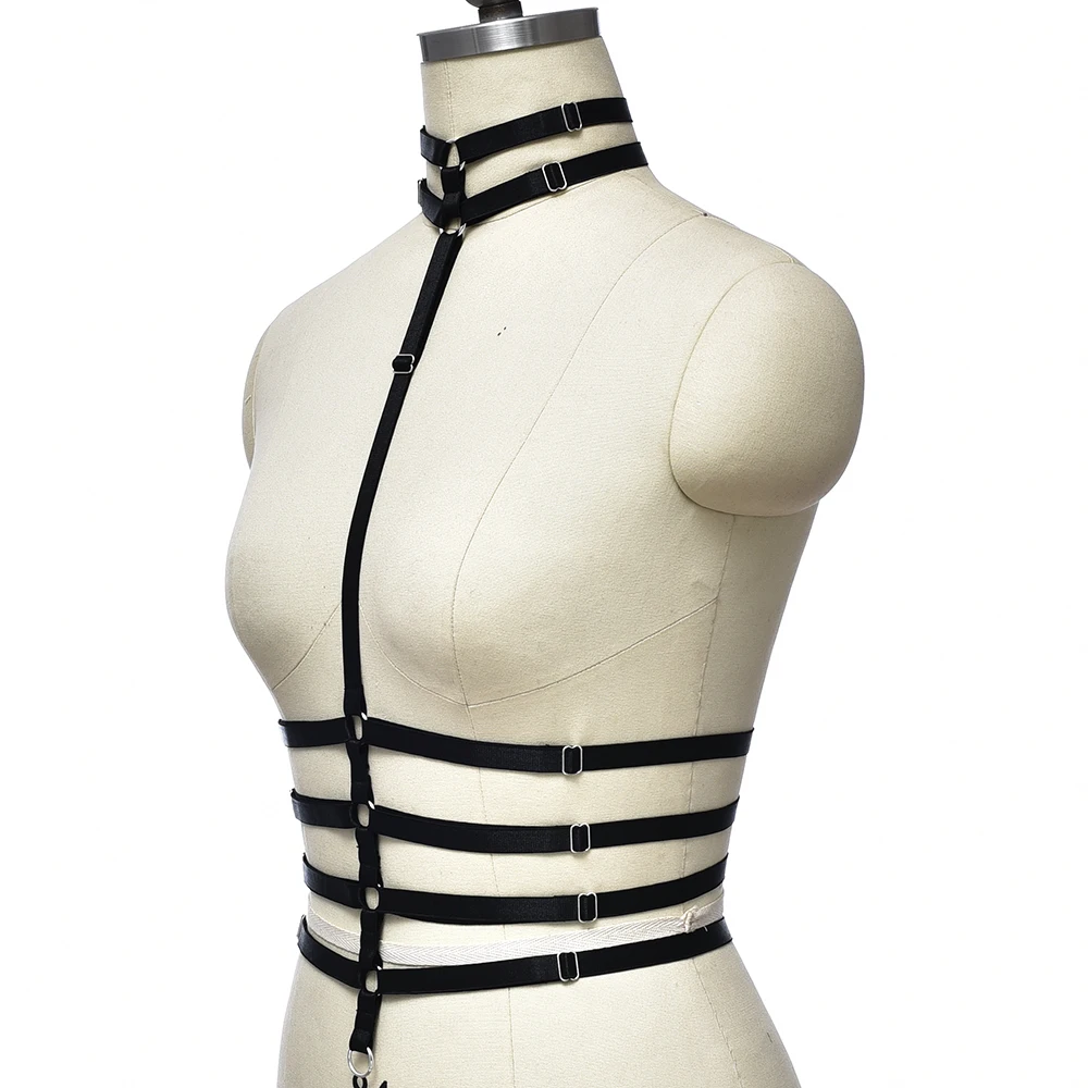 Neck Crop Top Elastic Cage Bra Pole Dance Body Harness Bandage Sexy Lingerie Goth Halloween Strap Harness Bra Women Underwear