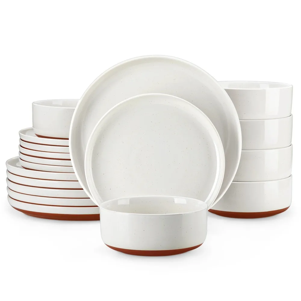 

MALACASA TARA 18 Piece Stoneware Dinner Set Layered Glaze Dinnerware Set with 6PCS Dinner Plate/Dessert/Bowl for Home Party