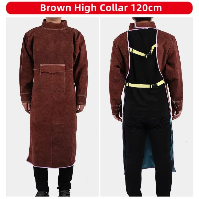 

Leather Suede Electric Welding Protective Suit Anti-Fire Scald Proof Flame Retardant Heat Insulation Clothing Work Brown Apron