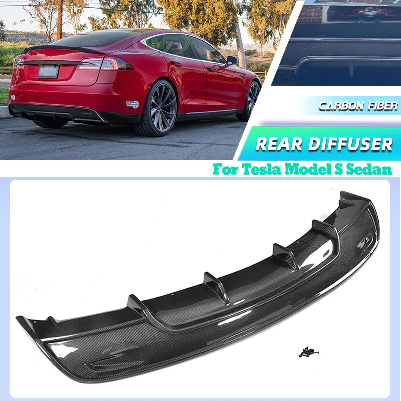 

Carbon Fiber Car Rear Bumper Diffuser Lip Spoiler for Tesla Model S Sedan 4-Door 2016-2019 Rear Diffuser Lip Splitters Body Kit