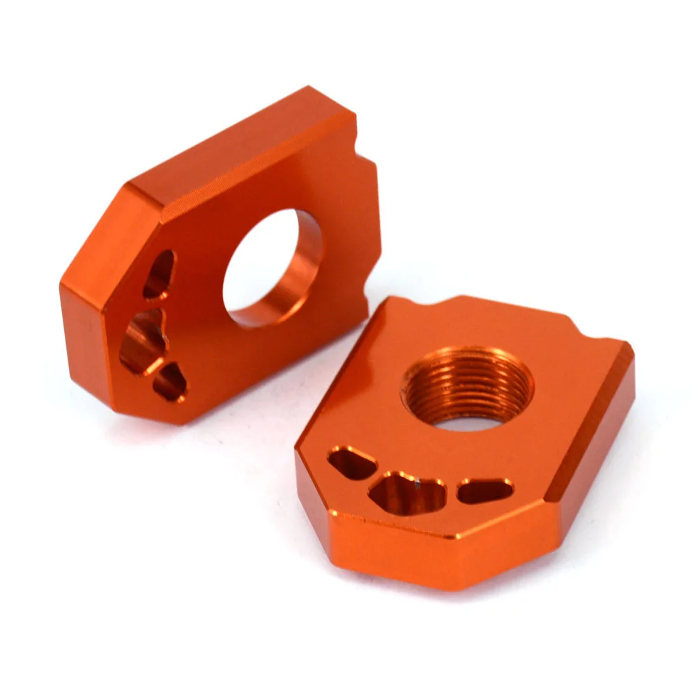 Orange CNC Rear Chain Adjuster Axle Block For KTM SX SXF XC XCF EXC EXCF XCW XCFW 125 150 200 250 300 350 400 450 500 525 530