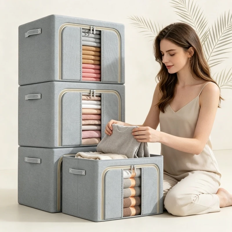 

Moving Storage Boxes Extra Large Foldable Oxford Fabric Clothing Organizer High Capacity for Home Organization Use