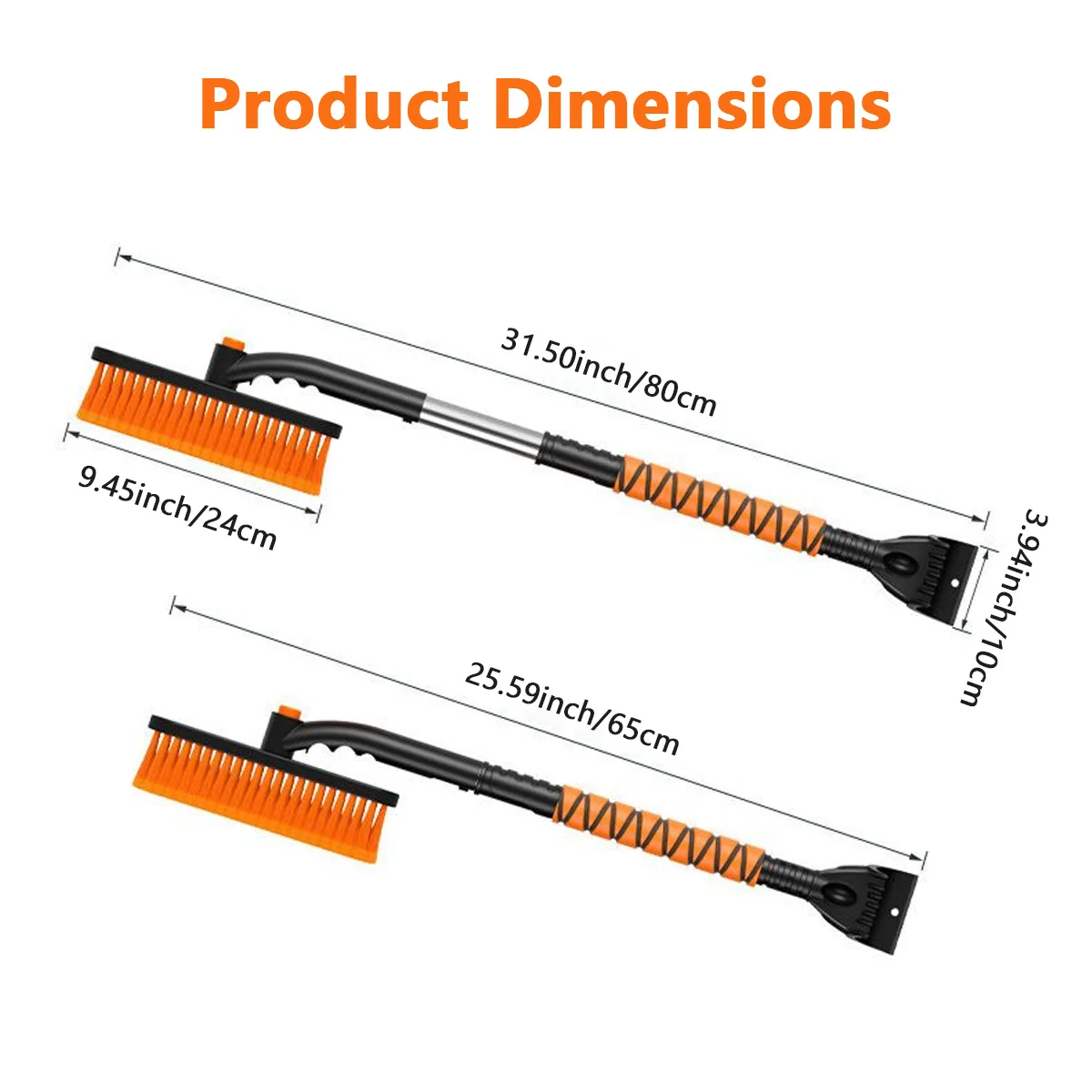 3-in-1 Extendable Car Snow Brush & Ice Scraper, 360° Rotating Brush Head, Detachable Winter Snow Removal Tool for SUV Truck