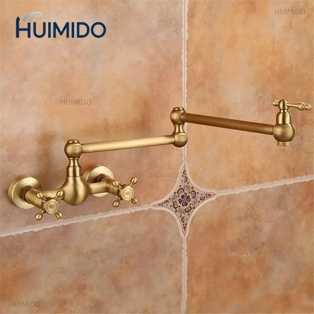 Foldable Kitchen Faucet  Antique Bronze Pot Filler Tap Hot and Cold Single Hole Sink Tap Rotate Folding Spout Brass view 2