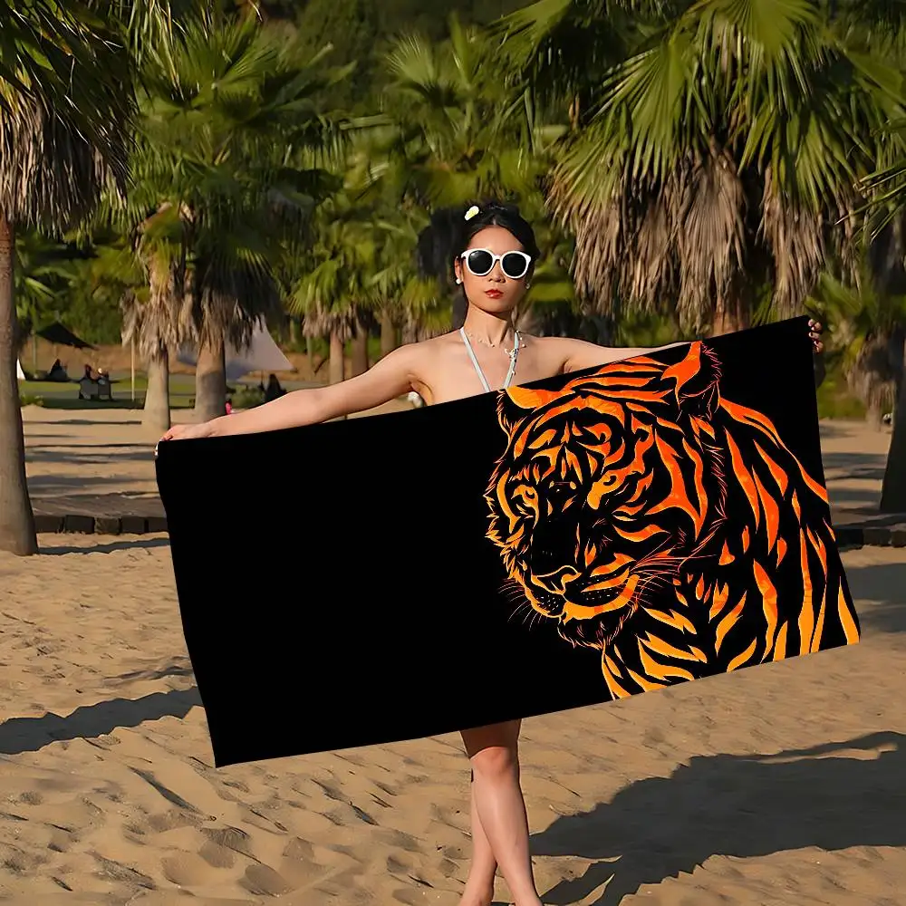 Tiger Pattern Big Microfiber Beach Towels Quick Dry Towel Sand Beach Towels Pool Towel For Travel Swim Pool Yoga