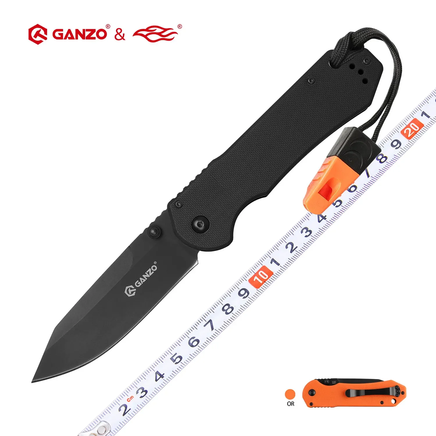 Ganzo G7453 G7453P Firebird FBKNIFE F7453 58-60HRC 440C G10 Handle With a Whistle Pocket Folding Knife Outdoor Camping EDC Tool