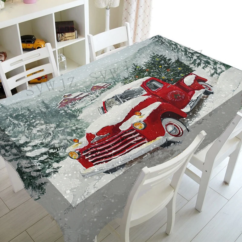 Christmas Theme Tablecloth Oil-proof Waterproof Tablecloth Home Party Tablecloth Rectangular Dining Table Decoration Table Cover