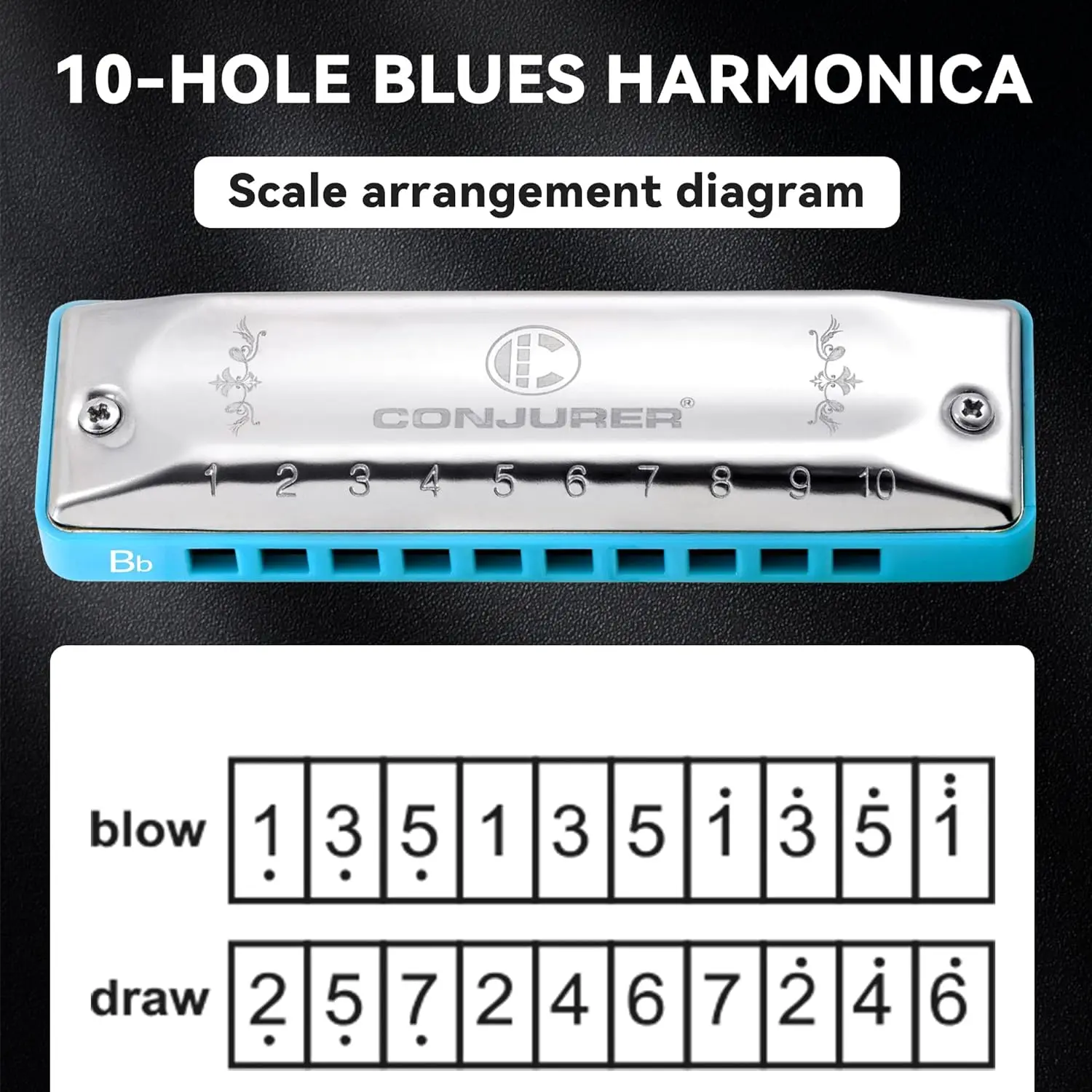 CONJURER Blues Harp for Beginners Kids Adults gift with different keys available