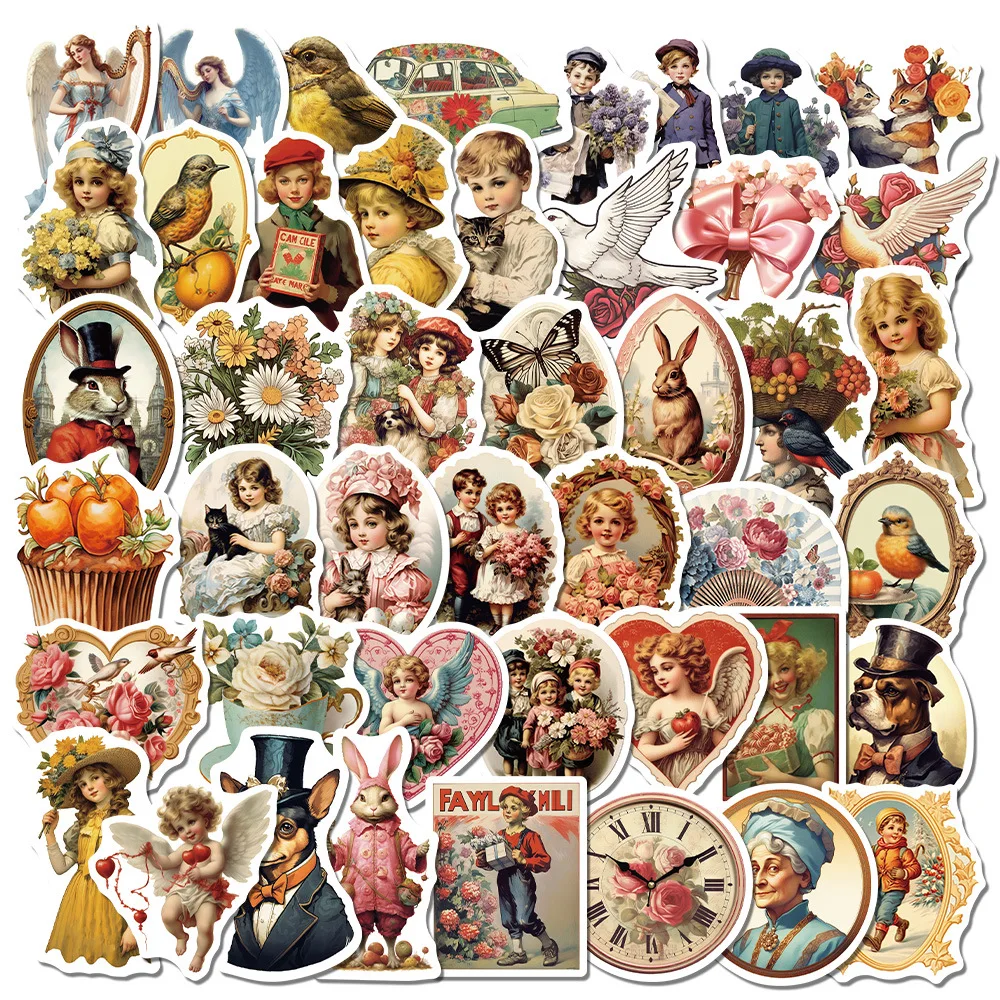 10/30/50PCS British Style Retro Pattern Ancient Stickers Mobile Phone Computer Water Cup Decoration DIY  Guitar Helmet Wholesale