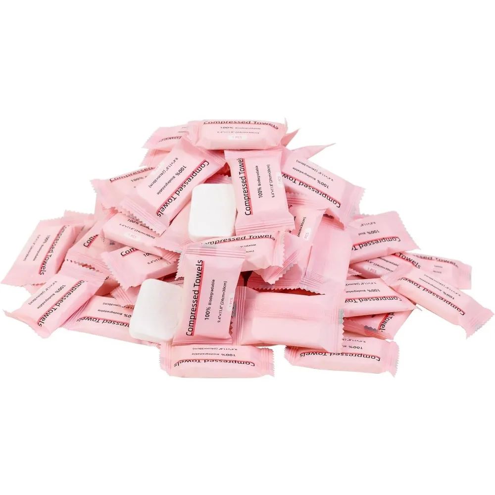 

Compressed Travel Towels 70 Pack Individually Wrapped Disposable Face Wipes for Camping Hiking Outdoor Home Beauty Emergency