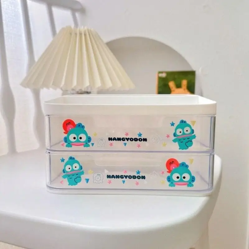 سانريوس سينامورول لطيف طبقة مزدوجة صندوق تخزين الأدوات المكتبية الكرتون طالب عنبر غرفة نوم سطح المكتب درج نمط صندوق بلاستيكي #4