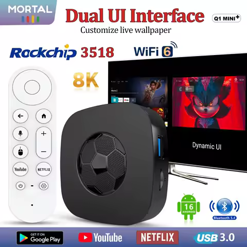 2025 New T1 Ultra Android 16 Smart Tv Box Support Dual Wifi2.4G/5.8G 8K HD Streaming Media Player Dual-Ui Interface Google BT5.0