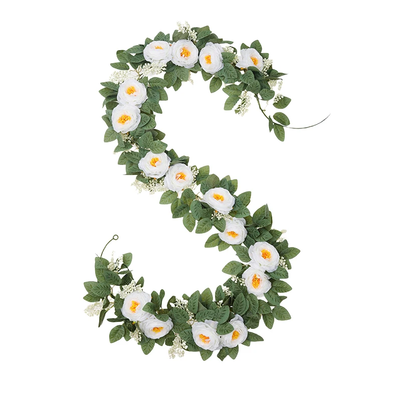 

2PCS Wedding Decoration Simulation Rattans Garden Courtyard Use 200cm White Rosychristmas Crafts Supplies Christmas Decorations
