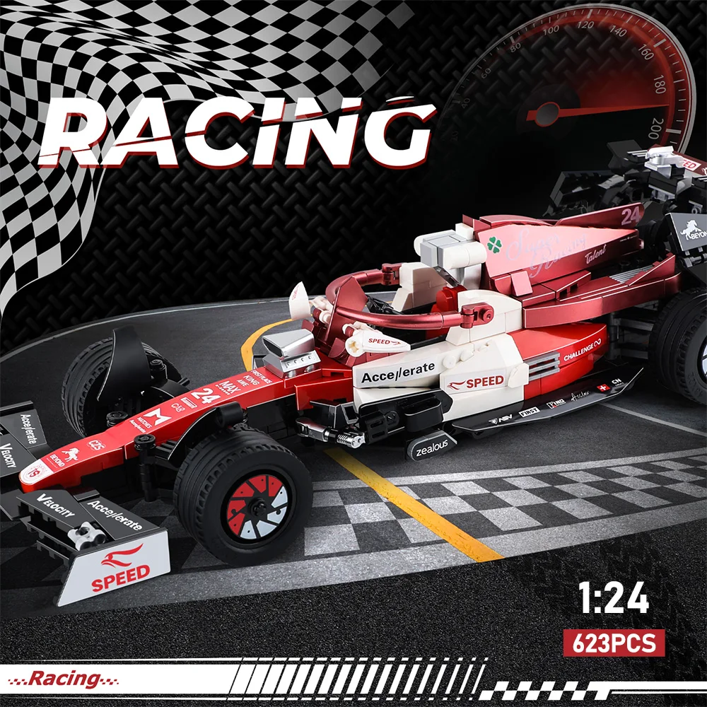 Coches de carreras F1 famosos técnicos, 623 Uds., 1:24, bloques de construcción MOC, vehículo urbano, modelo genial, Kits de coches, juguete, vacaciones, regalos para adultos