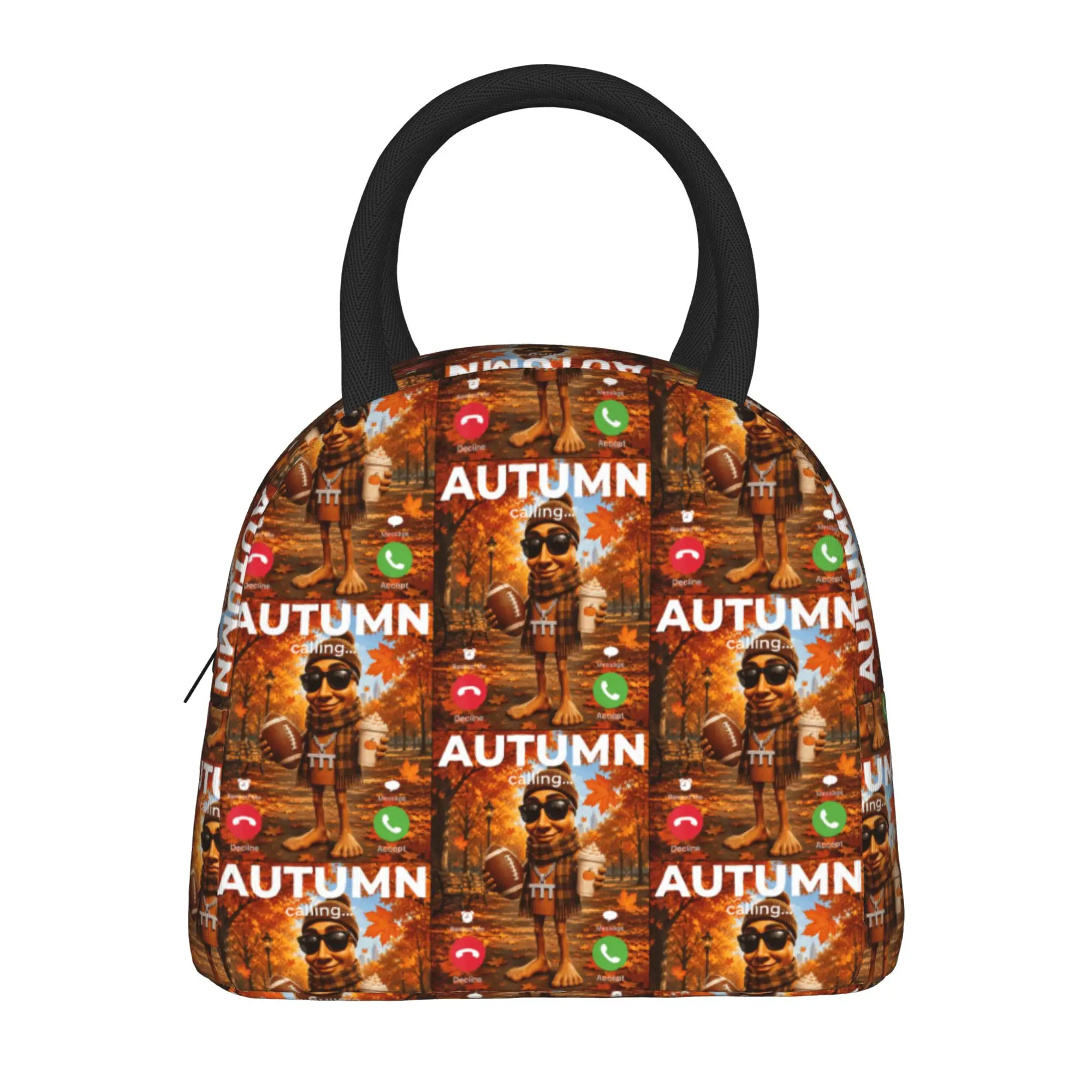 Sweater Weather Football Pumpkin Spice Cozy Fall Tung Sahur Lunch Bag Lunch Box  Child Casual Tote Handbags Portable Cooler Bag