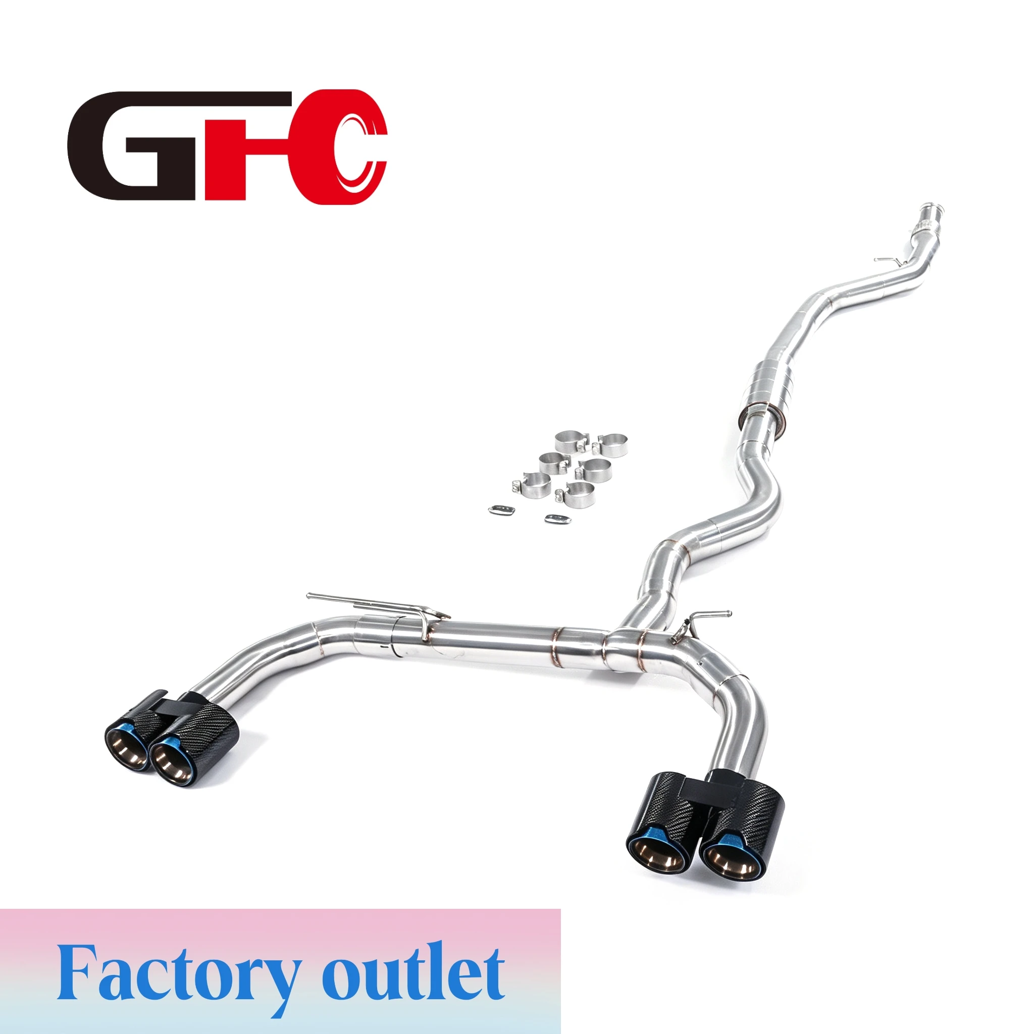 Exhaust Pipe for 2014 BMW 335i F30 3.0T with BMW IM is plated with blue with 304 SUS High-performance CatBack Exhaust System