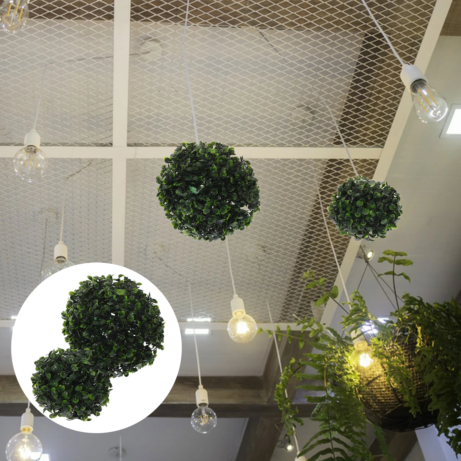 

Fake Plant Topiary Simulated Balls Artificial Grass Pendants Decorate Realistic