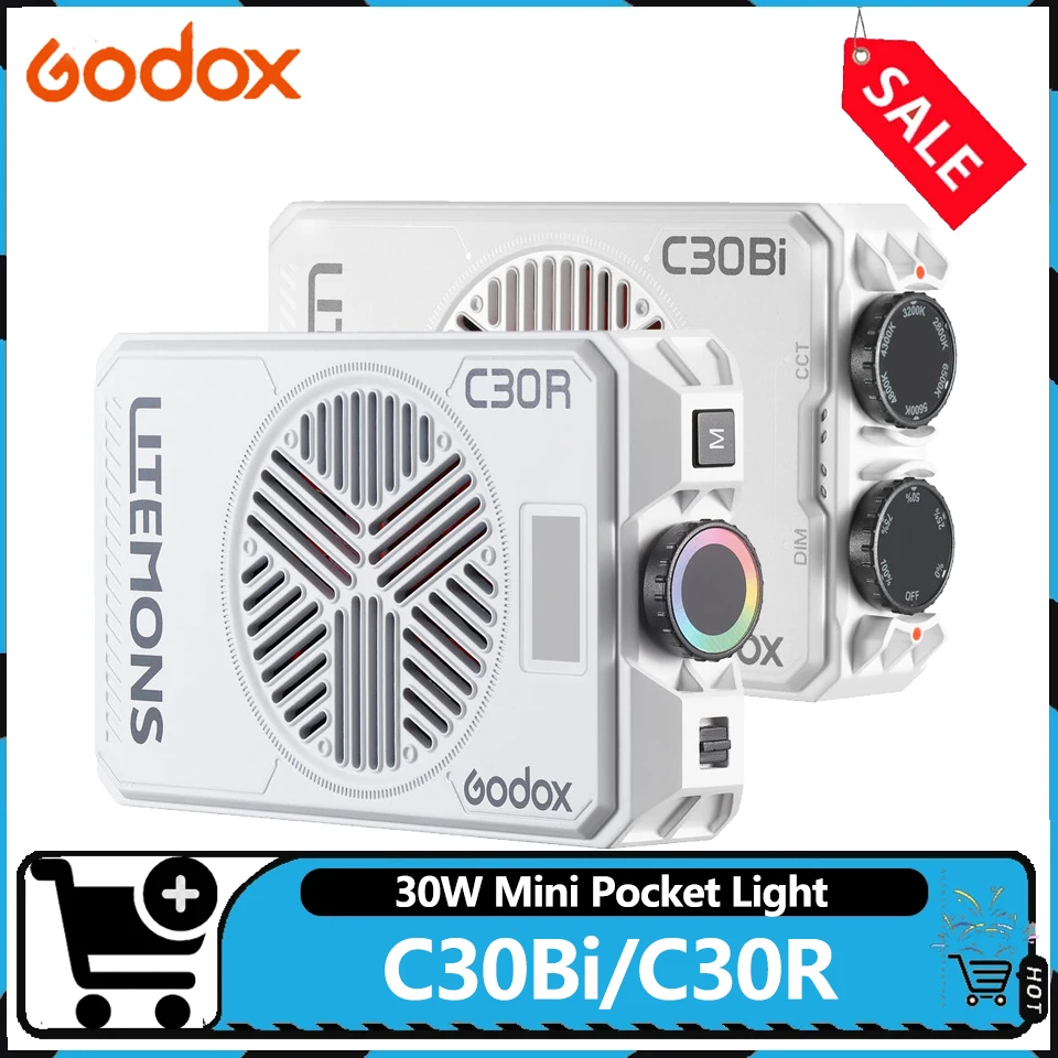 

Godox C30Bi/C30R Litemons LED Light Panel CRI94+ TLCI96+ 2800K-6500K Pocket Fill Light for Vlog Recording