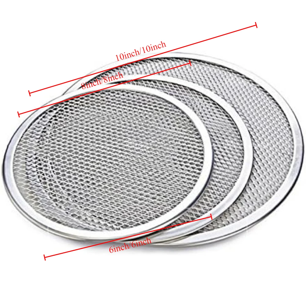 Steel pizza pan, non-stick pizza pan, baking pan, round metal mesh, perforated mesh pan, oven safe