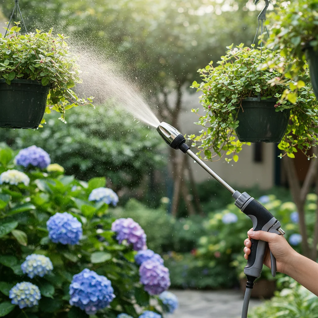 Adjustable Garden Water Spray Nozzle With Long Extension Pole Ergonomic Handle Car Washing Sprayer For Window Sidewalk Cleaning