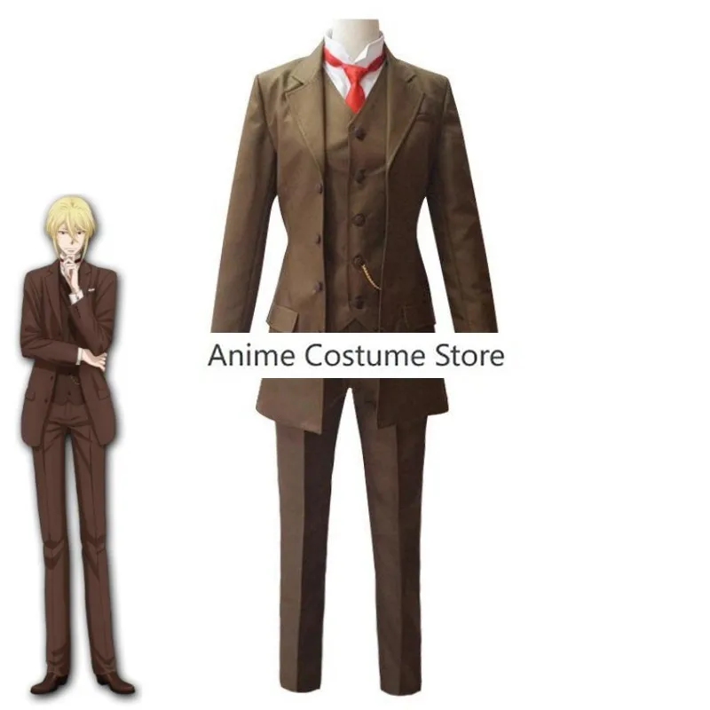 Anime MORIARTY THE PATRIOT Albert James Moriarty William Cosplay Costume Wig Brown Uniform Halloween Carnival Party Suit