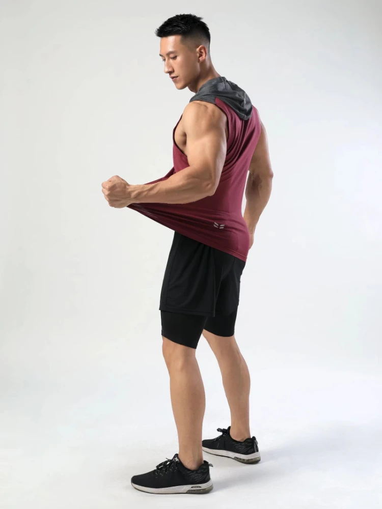 2023 New Mens T Shirt Gym Fitness Casual Sleeveless Men's Hooded Slim Vest Basketball Sports Running Vest Sport Running Tops image 6