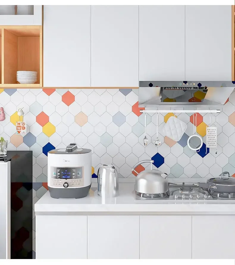 Kitchen Greaseproof, Cabinet Stove Wallpaper, Self-adhesive High Temperature Resistant Ceramic Tile Sticker, .