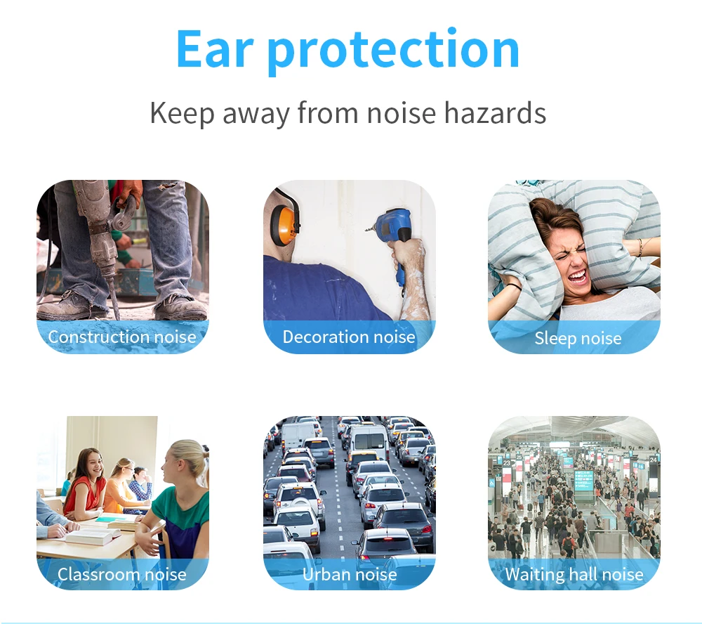 TISHRIC Earplugs Soft Sponge Ear Plugs Noise Reduction Sleeping Earplug Travel Noise Reduction Rate 35.5db Sound Insulation
