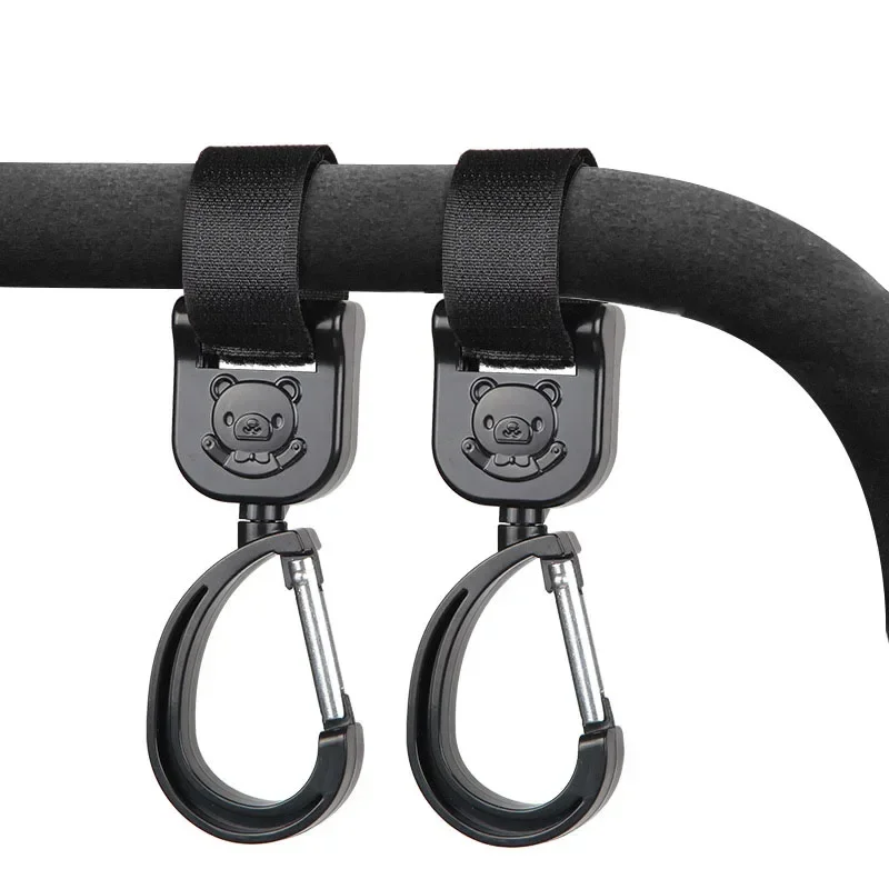 360-Grad-Wagen-Organizer, Aufbewahrungstasche für Kinderwagen, Haken, drehbar, zum Aufhängen, Taschenaufhänger, universelles Zubehör für Kinderwagen im Freien – Detail 2
