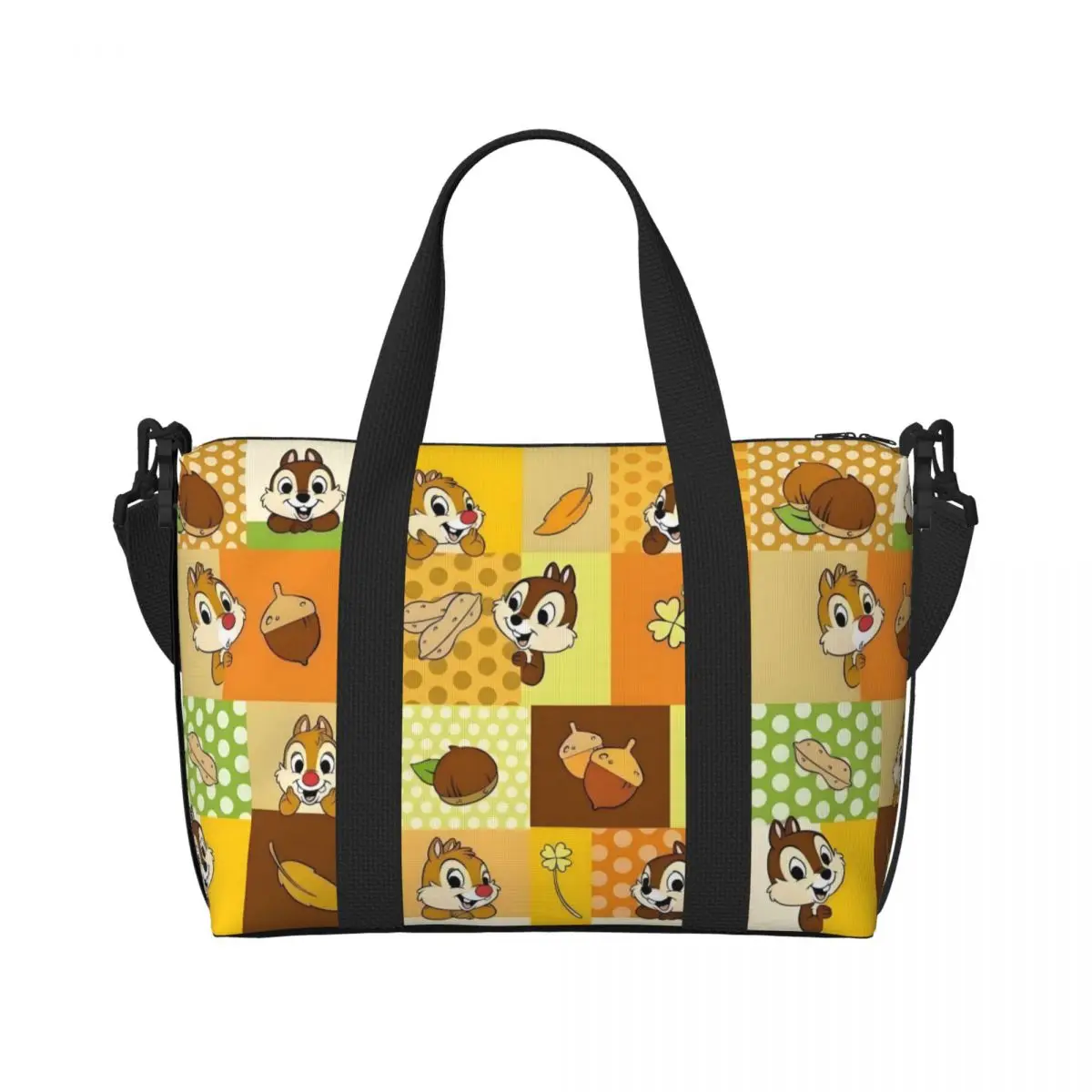 

Изготовленная на заказ большая сумка Chip 'n' Dale для женщин, большая вместимость, белка, мультфильмы, пляжные дорожные сумки для спортзала