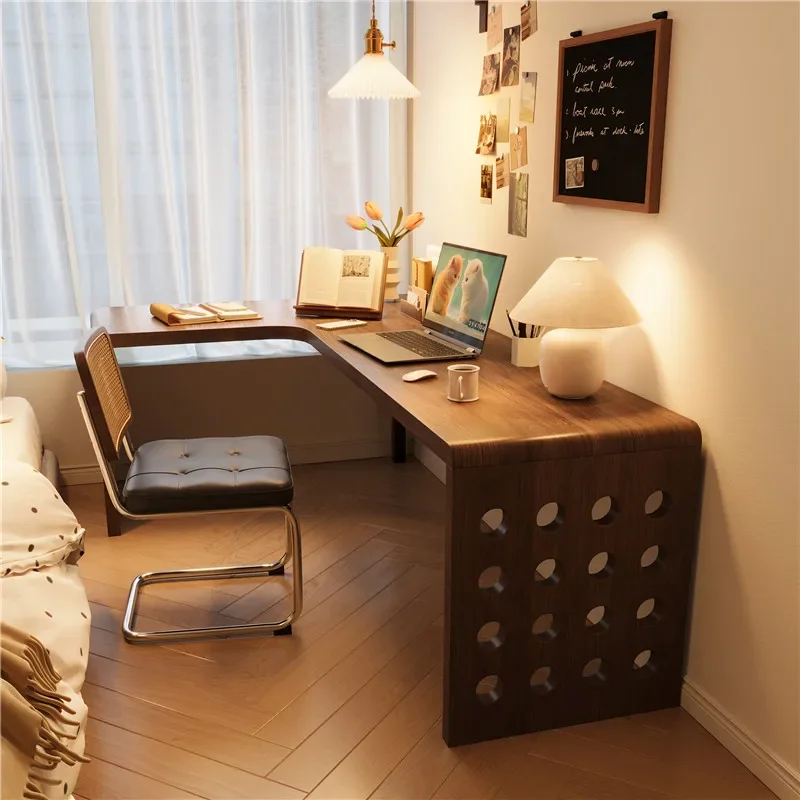Solid wood against the wall Double L-shaped desk Corner table Bedroom Household computer table Children's study table