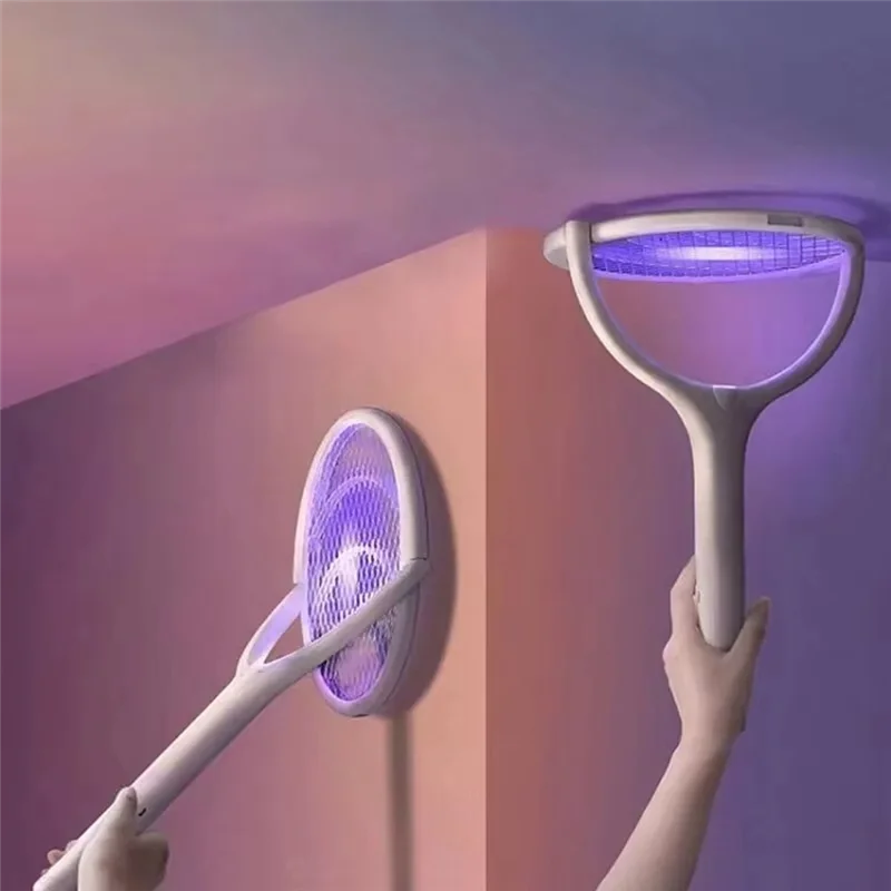 

ABGH-Insulated Safety Fast Charging 5-In-1 Fly Bug Swatter, Adjustable Electric Mosquito Lamp With ABS Racket