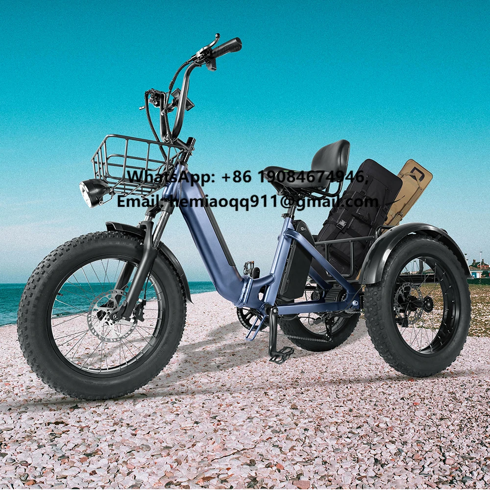 

20 Inch Electric Trike Adults 750W Motor Fat Tire 3 Wheel Tricycle Bike Electro Three Wheels Adult Cargo Electric Tricycle Bike