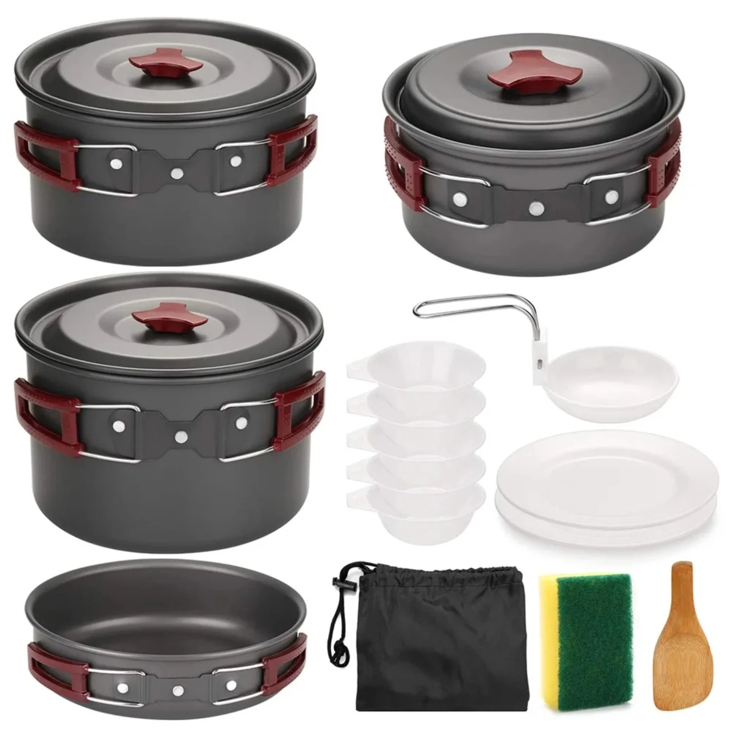 

Outdoor Camping Cookware Kit Non Stick Camping Pans Lightweight Cooking Set Pans and Pots Trekking Hiking Picnic