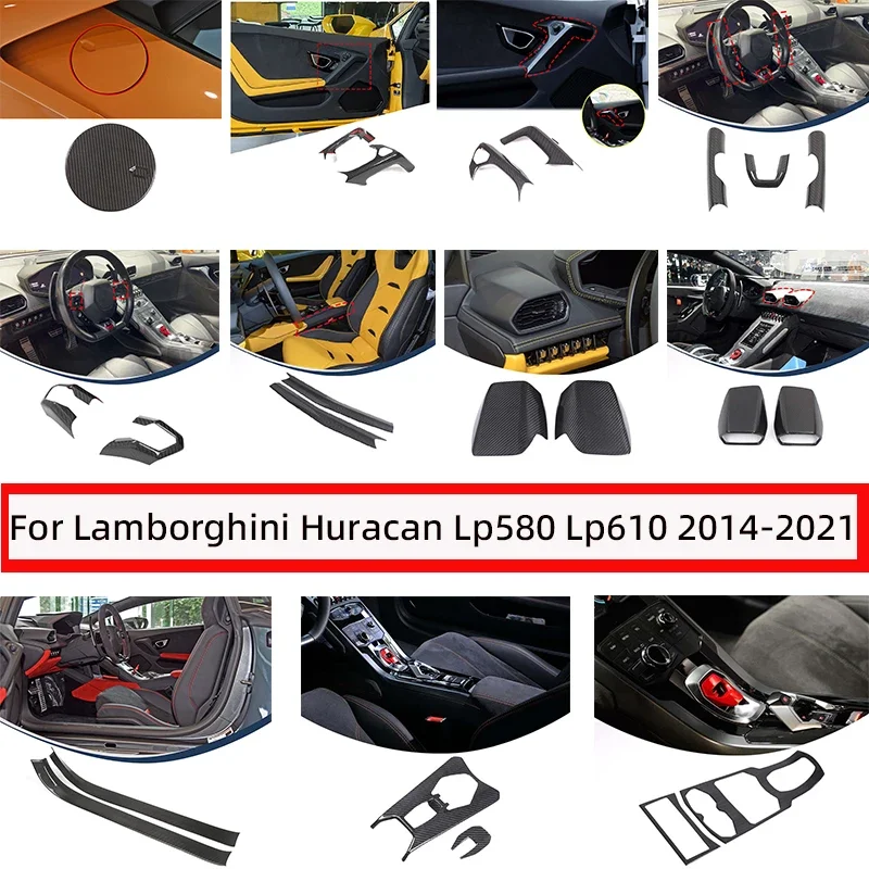

Настоящее сухое углеродное волокно, комплект отделки центра автомобиля, чехол на руль, внутренняя наклейка для Lamborghini Huracan Lp580 Lp610 2014-2021