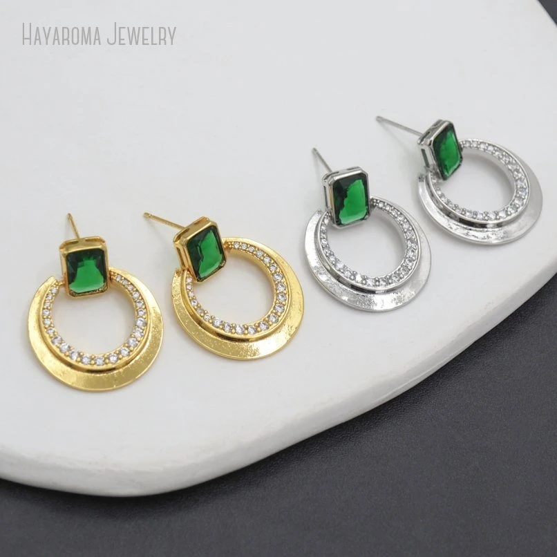 

10 шт., медь, оптовая продажа, невидимая оправа, цветные геометрические овальные квадратные металлические серьги с кубическим цирконием ER54095