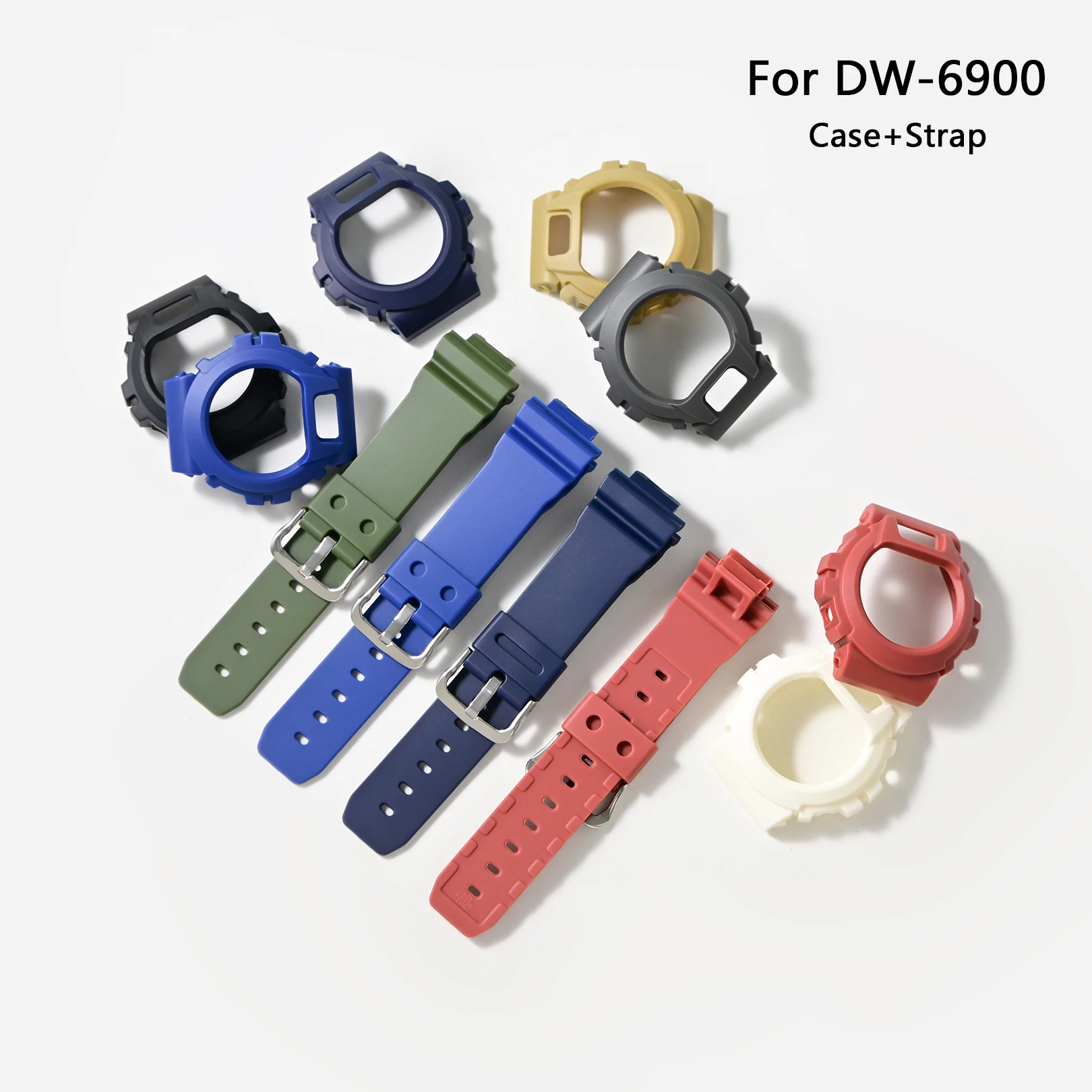 Case+Strap for Casio G-SHOCK DW-6900 DW-6600 DW-6930 DW-3230 Replacement TPU Resin Protective Shell Watch Band Accessories