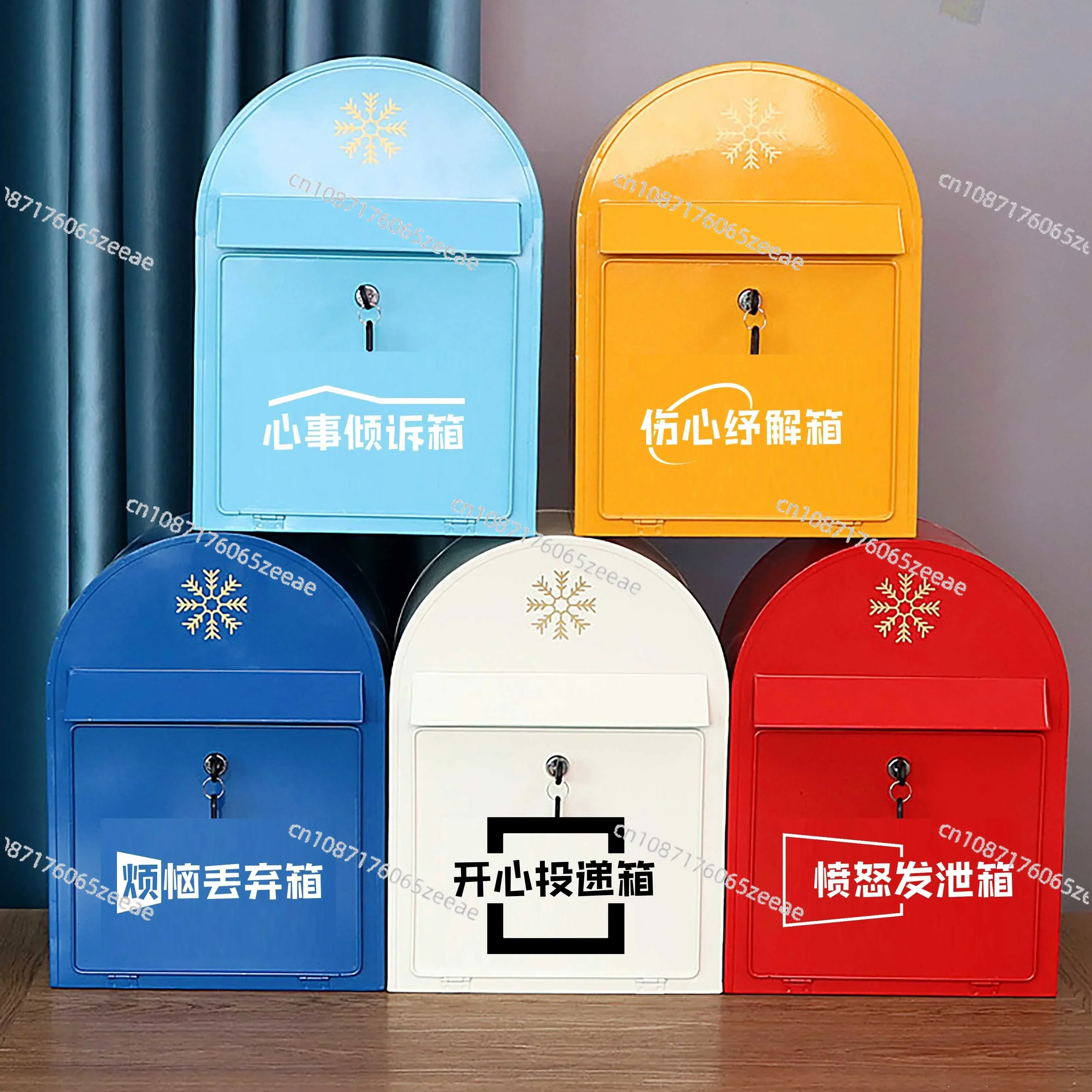 Mailbox European Retro Wrought Iron Internet Celebrity Props Floor Ornament Vertical Mailbox Mailbox Suggestion Box