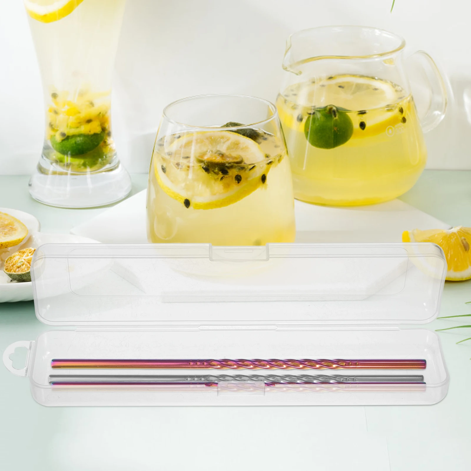 

4 Pcs Straw Storage Box Case for Travel Drinking Holders Boxes Disposable Cutlery Bag Pp Container