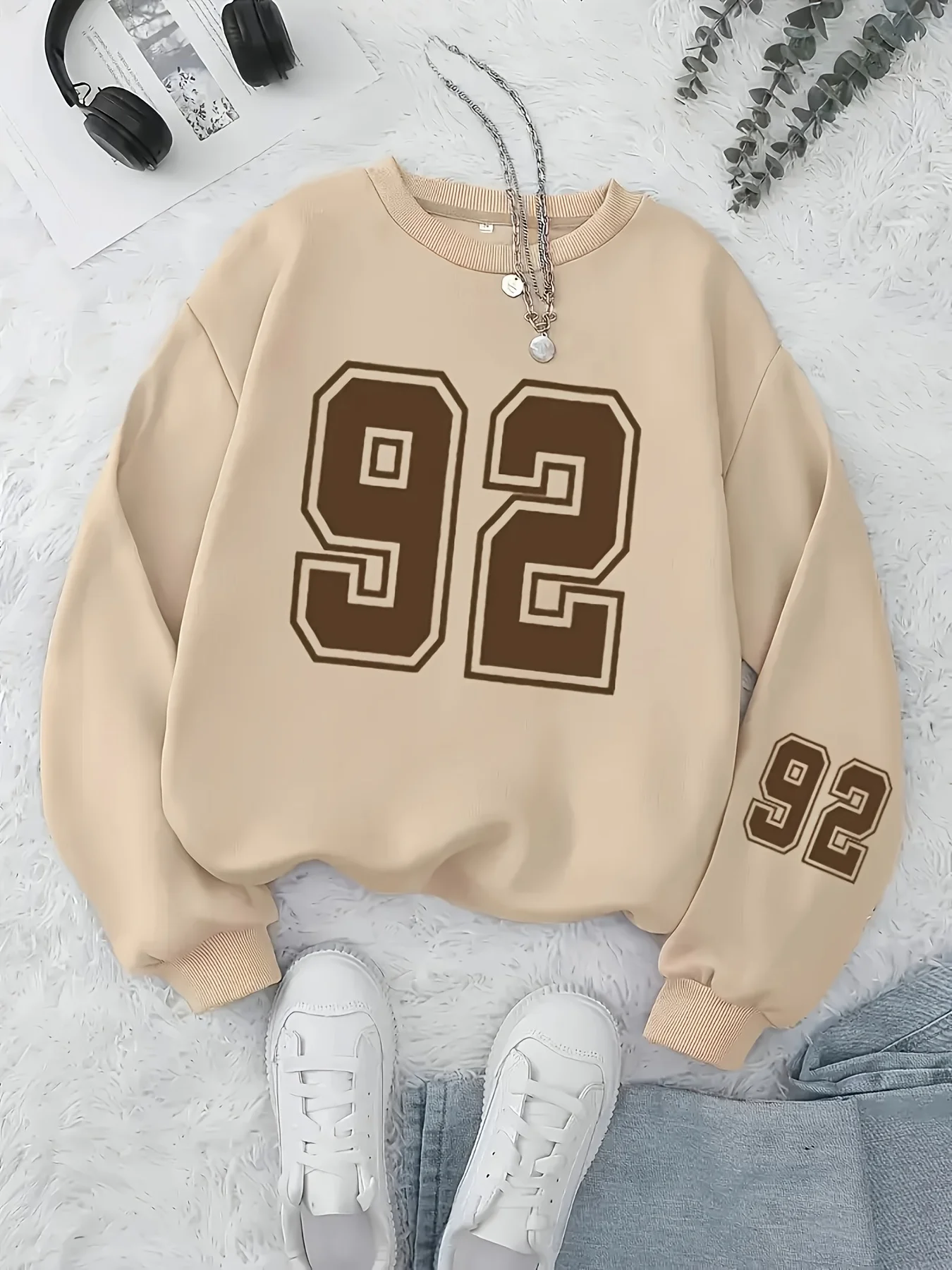 Male Female Style Casual Personality Hoodie Round Neck Long Sleeves Letter Pattern Print Fashion Comfortable Loose Style Hoodie